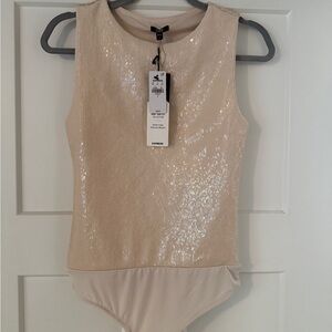 Express Cream Sequin Bodysuit